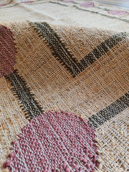Plum Orb Border Artisan Crafted Reversible Natural Fiber Kilim rug