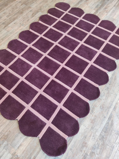 Velvet Berry Windowpane High-Quality Handcrafted Sculptural Floor Decor