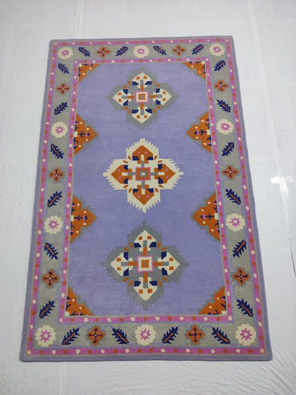 Lavender & Marigold Geometric Design Premium Hand-Tufted Wool Rug