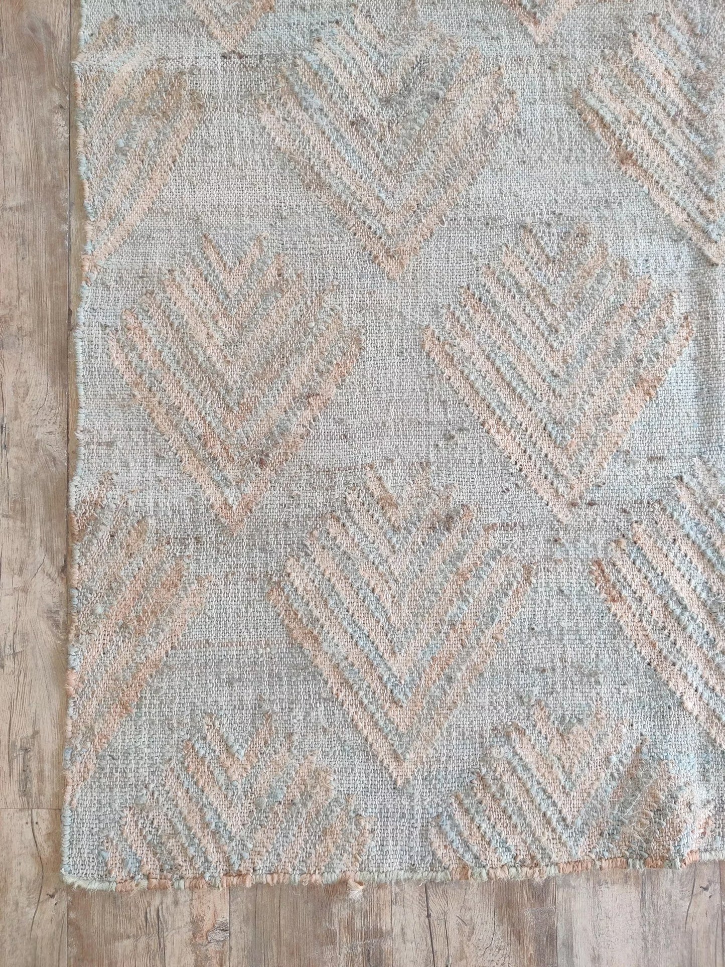 Elegant Rhombus Pattern Cotton Jute Flatweave Rug