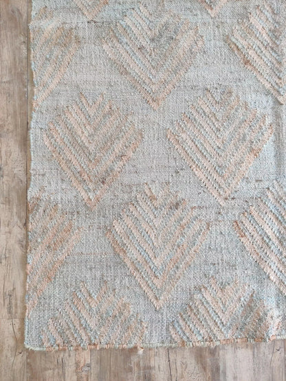Elegant Rhombus Pattern Cotton Jute Flatweave Rug