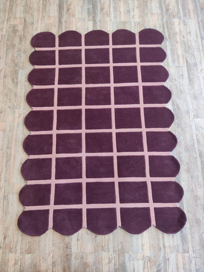 Velvet Berry Windowpane High-Quality Handcrafted Sculptural Floor Decor
