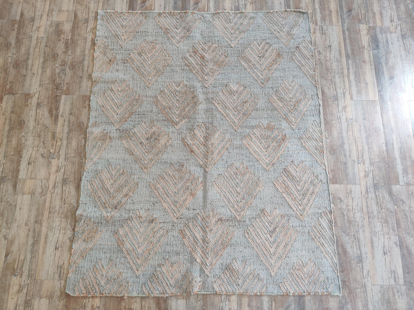 Elegant Rhombus Pattern Cotton Jute Flatweave Rug