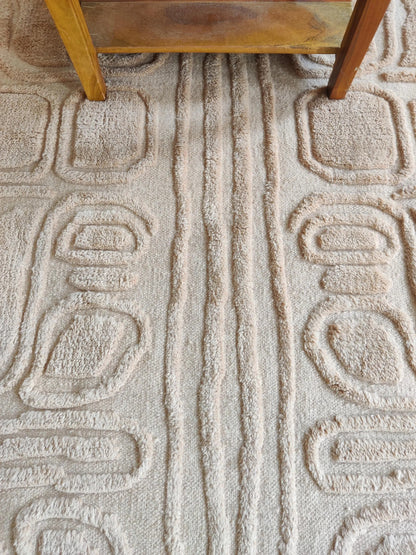 Mauve Organic Topography Hand-Woven Decorative Textured Rug