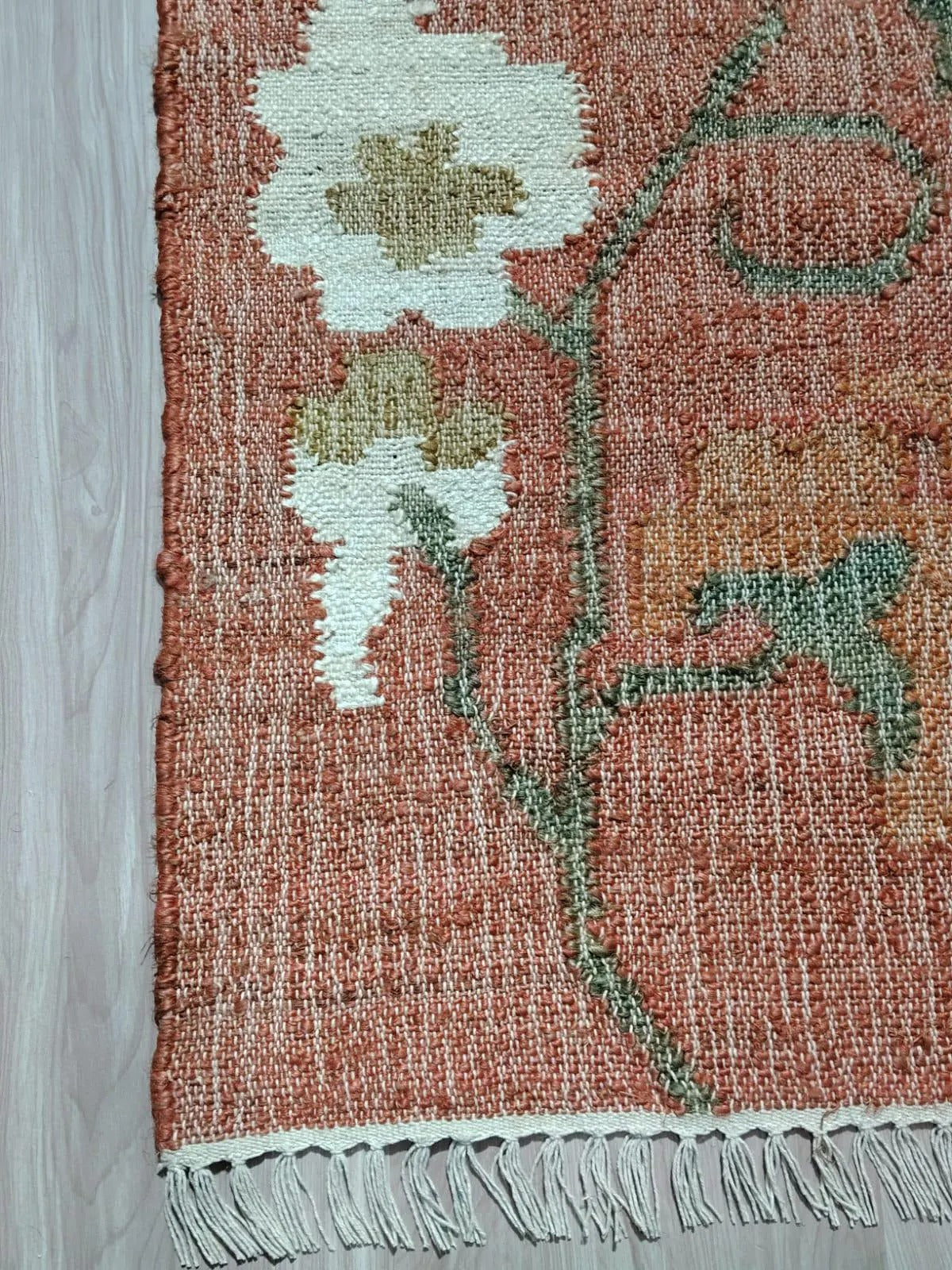 Terracotta Vintage Flower Pattern Carpet