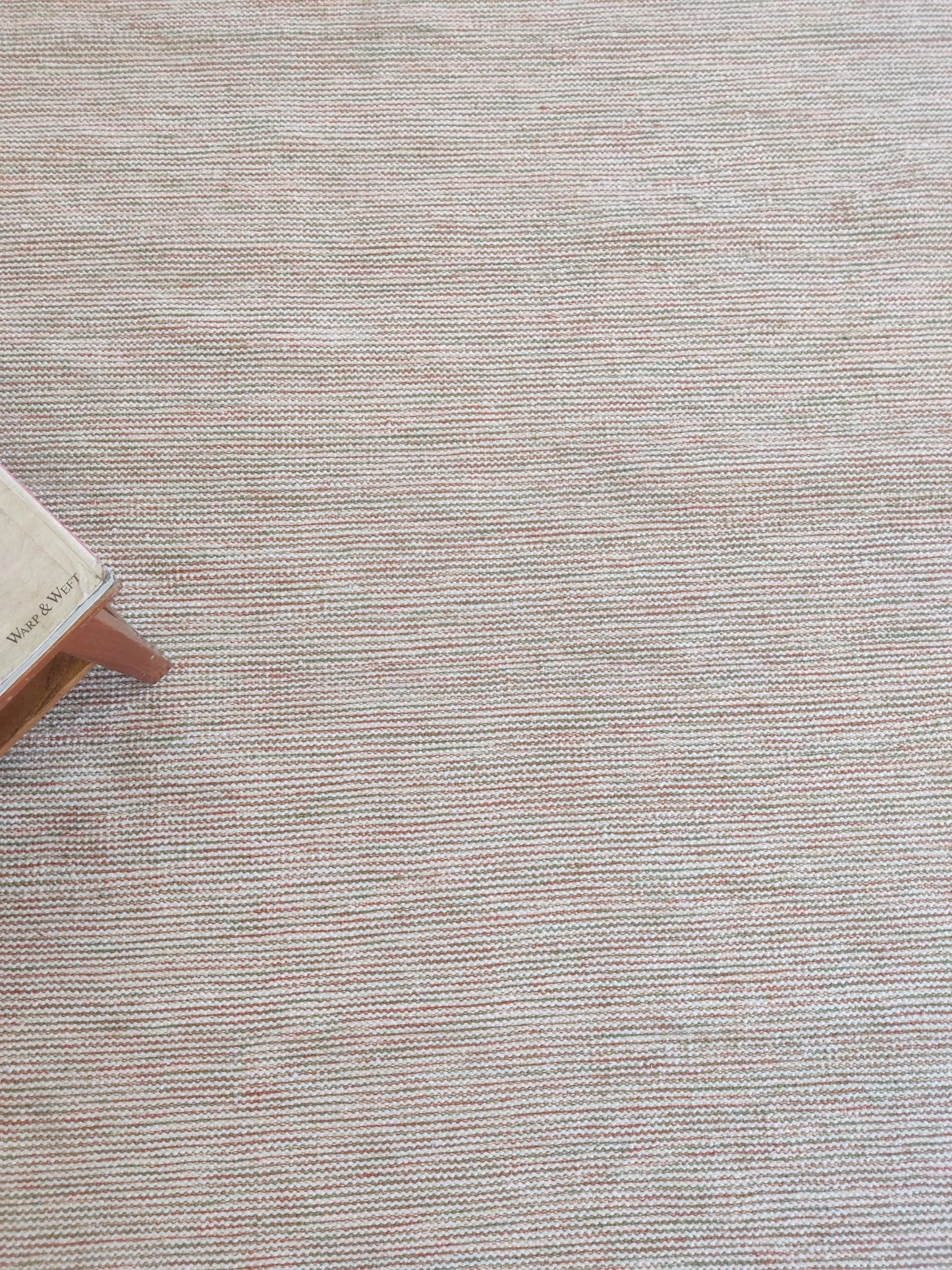 Handwoven Ribbed Wool Rug Natural Beige with Fringed Edge