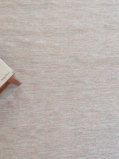 Handwoven Ribbed Wool Rug Natural Beige with Fringed Edge