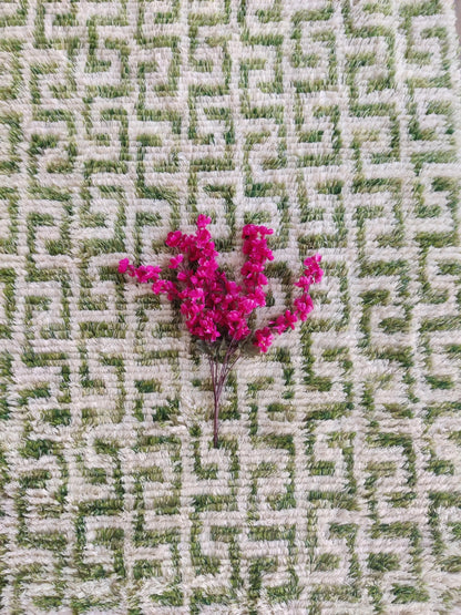 Art Deco Moss Geometric High-Pile Handcrafted Bohemian Floor Decor