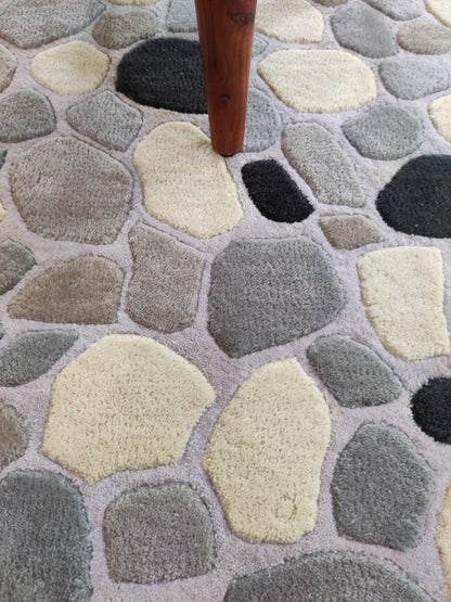 River Stone Pebble Design Modern High-Low Textured Area Carpet for Living Room