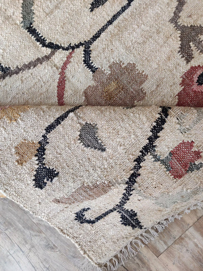 Rustic Multi-Tonal Floral Cotton Jute Rug