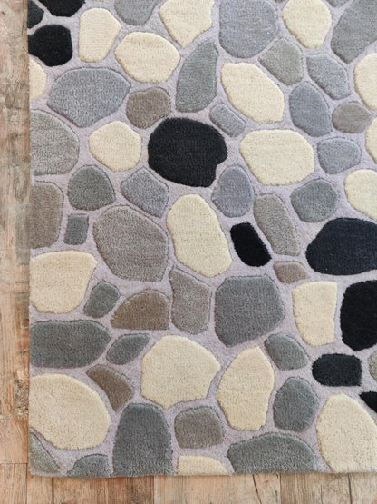 River Stone Pebble Design Modern High-Low Textured Area Carpet for Living Room
