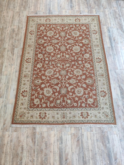 Vintage Khotan Revival Antique Look Rust Red Area Rug