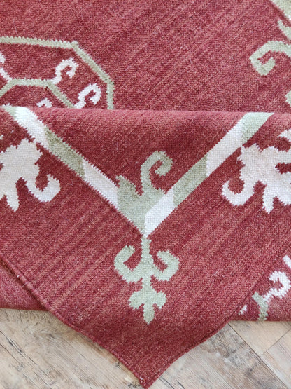 Crimson Gul Antique Octagonal Medallion Flatweave Area Rug