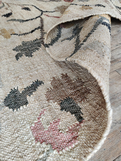 Rustic Multi-Tonal Floral Cotton Jute Rug