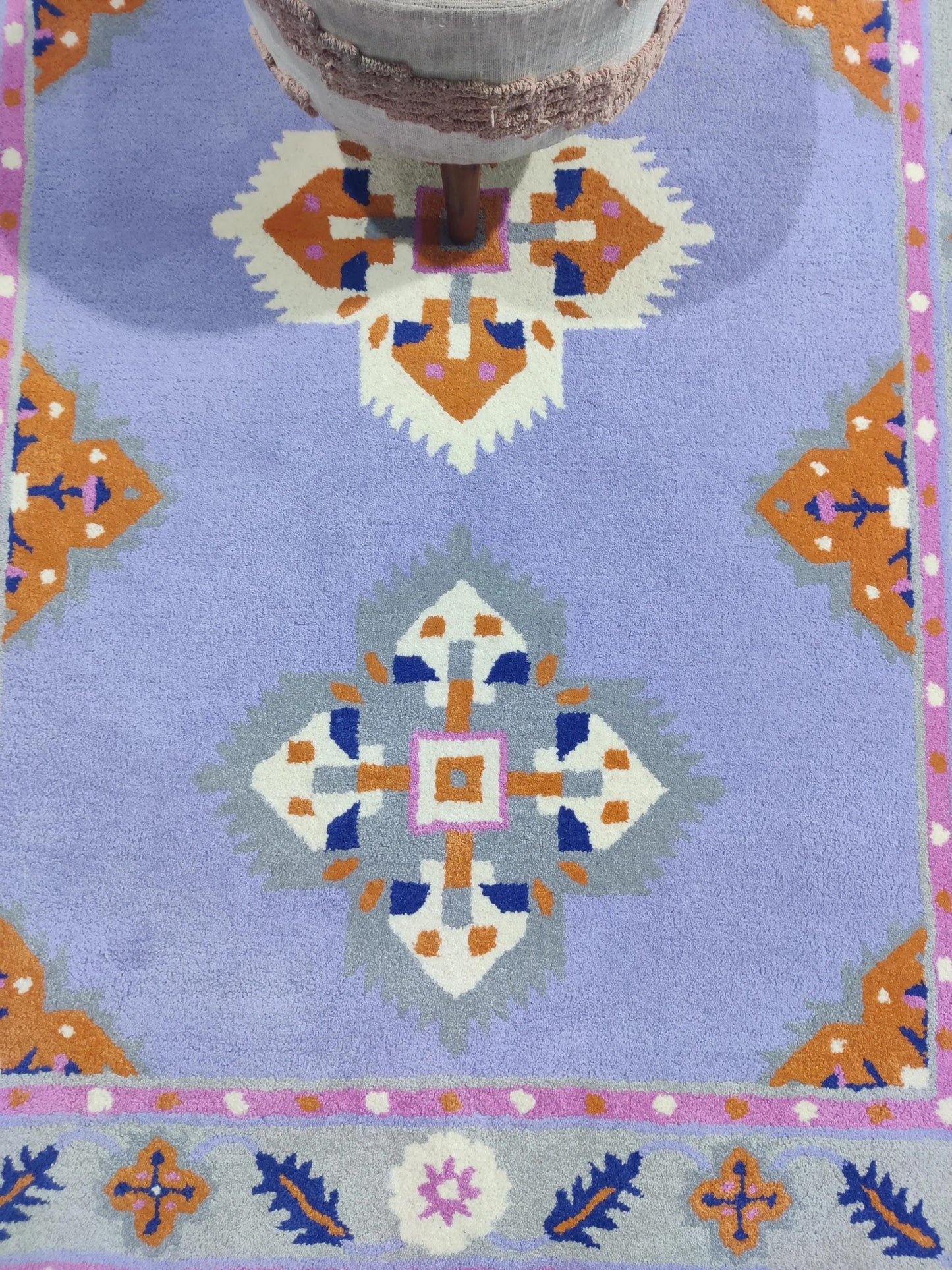 Lavender & Marigold Geometric Design Premium Hand-Tufted Wool Rug