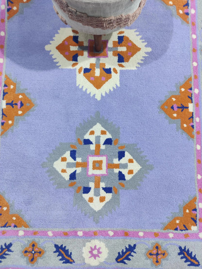 Lavender & Marigold Geometric Design Premium Hand-Tufted Wool Rug