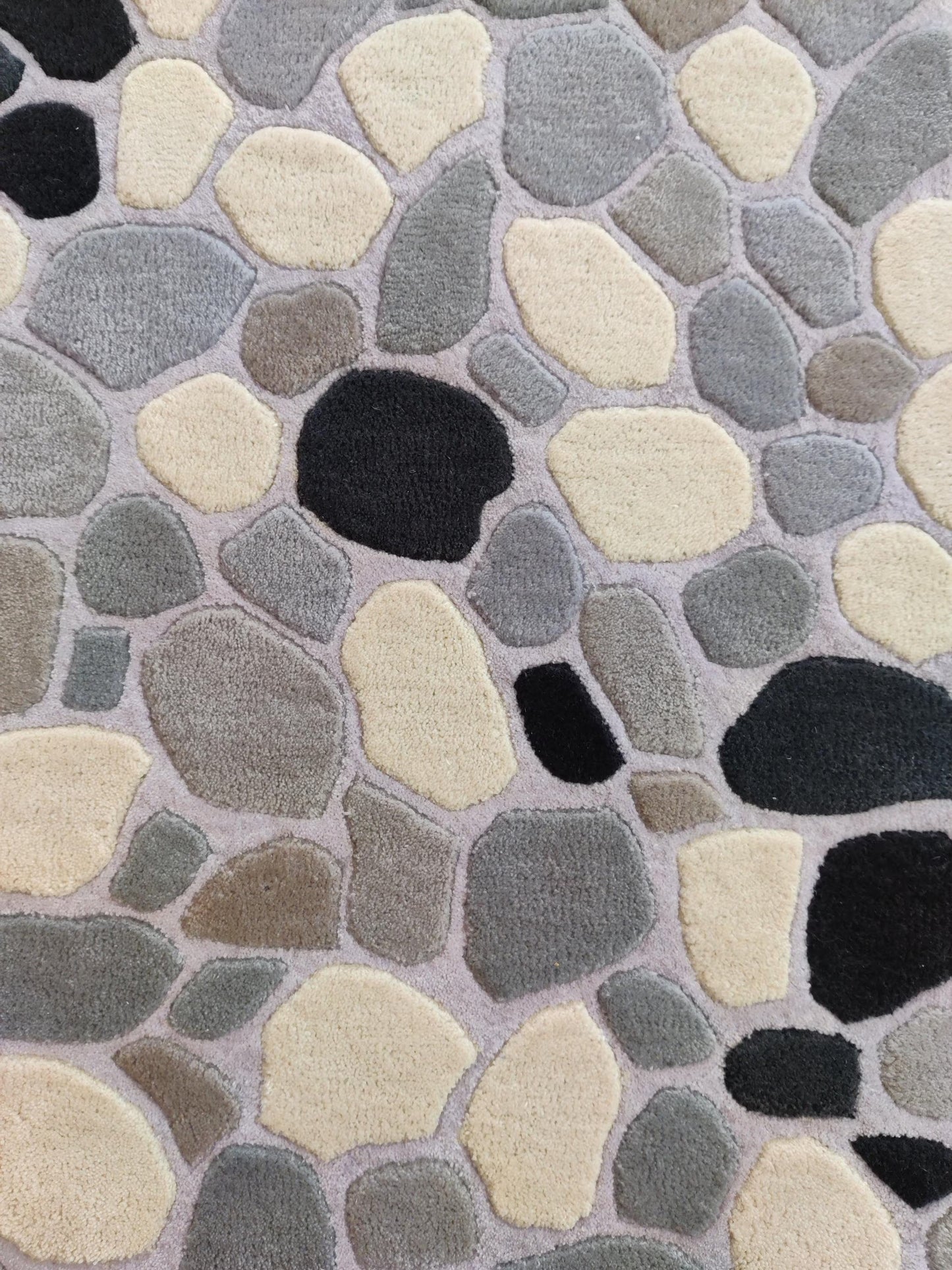 River Stone Pebble Design Modern High-Low Textured Area Carpet for Living Room
