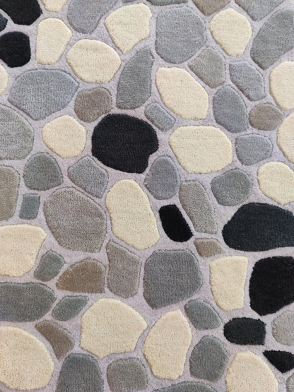 River Stone Pebble Design Modern High-Low Textured Area Carpet for Living Room