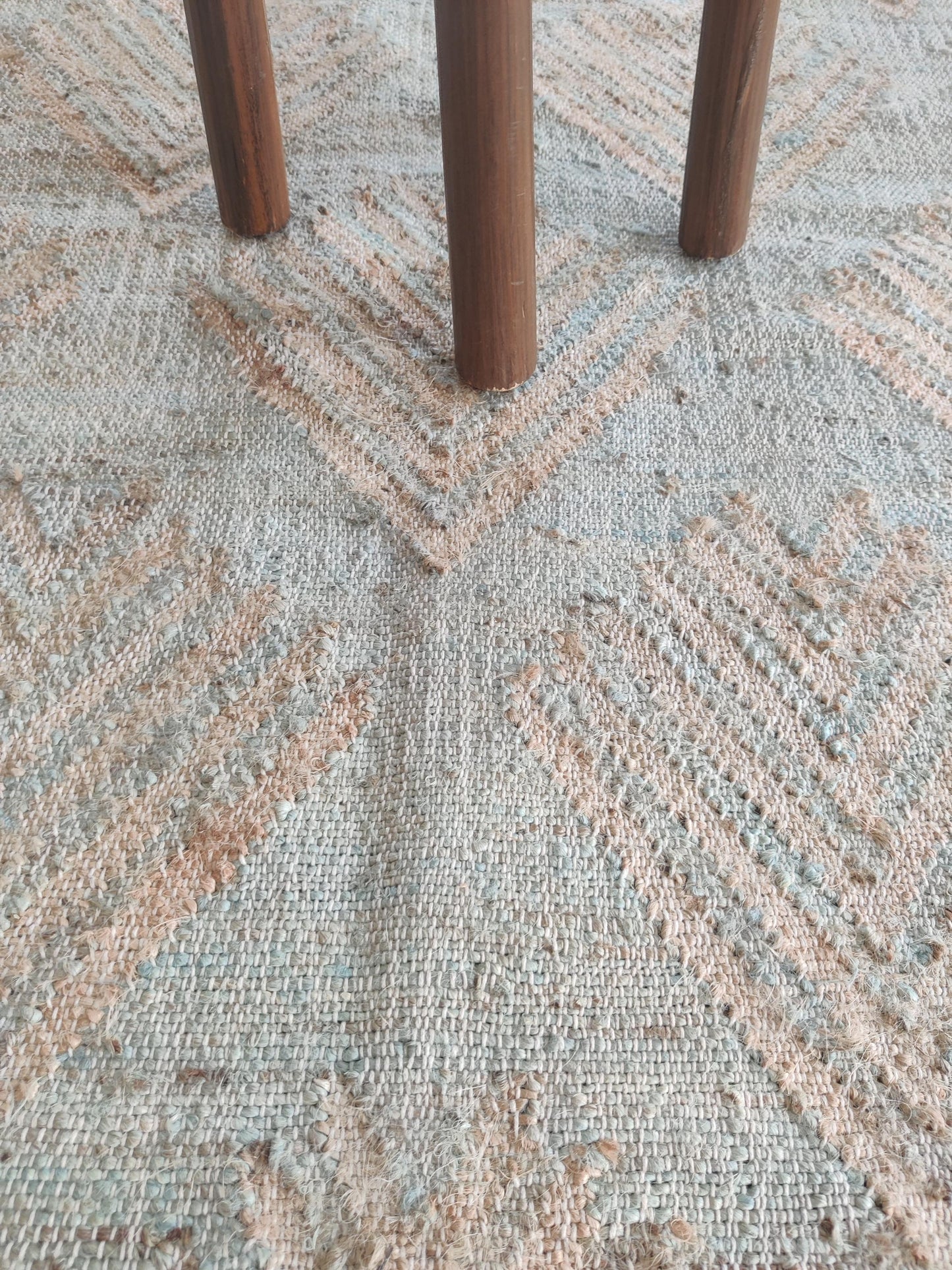 Elegant Rhombus Pattern Cotton Jute Flatweave Rug