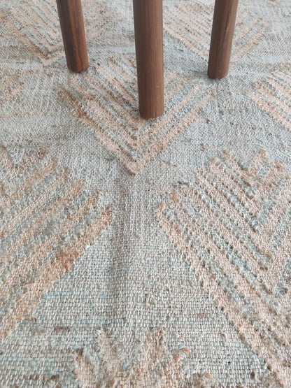 Elegant Rhombus Pattern Cotton Jute Flatweave Rug