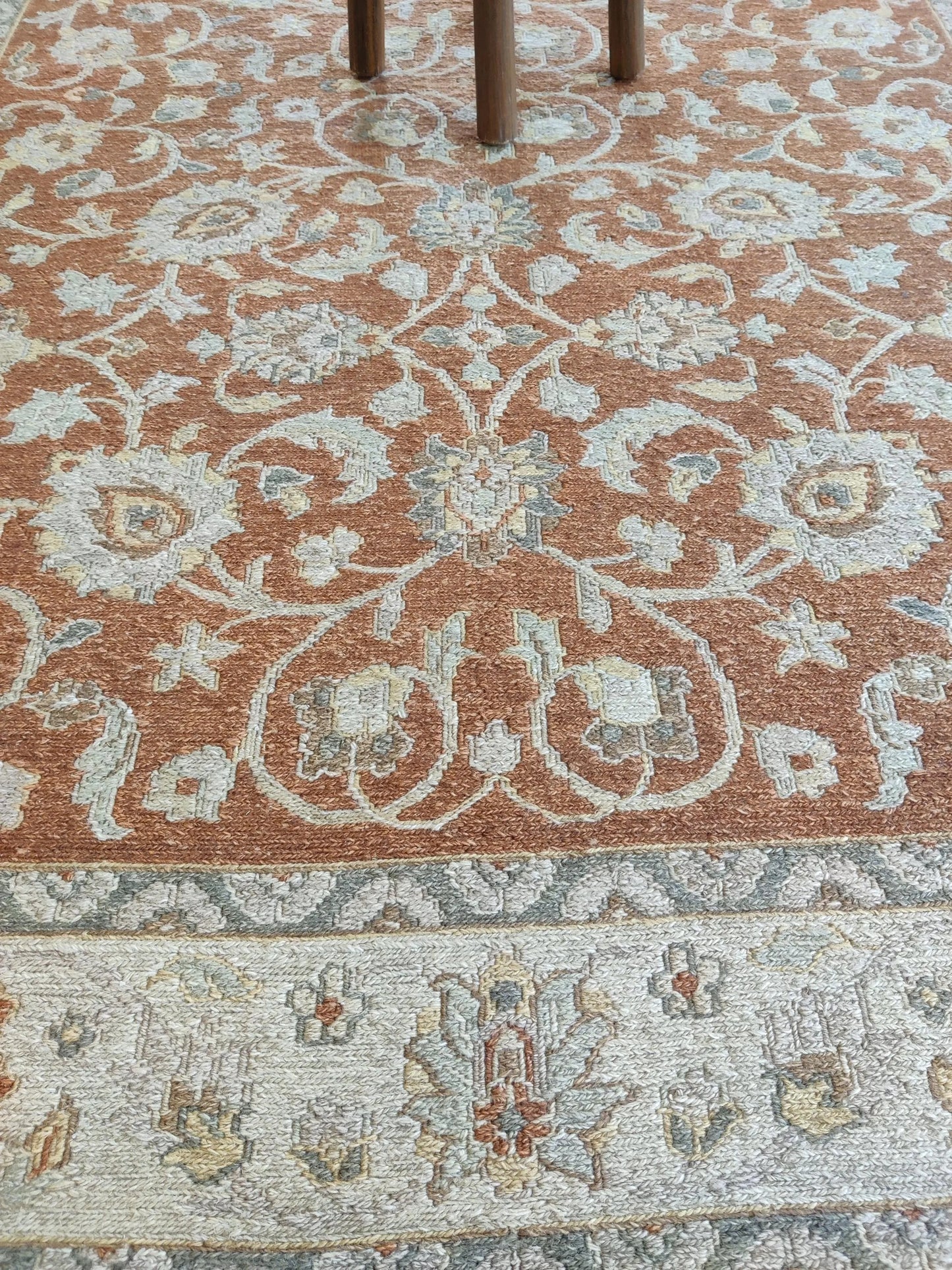 Vintage Khotan Revival Antique Look Rust Red Area Rug