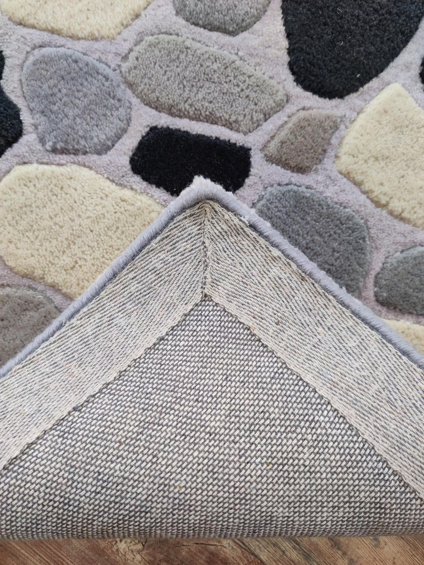 River Stone Pebble Design Modern High-Low Textured Area Carpet for Living Room