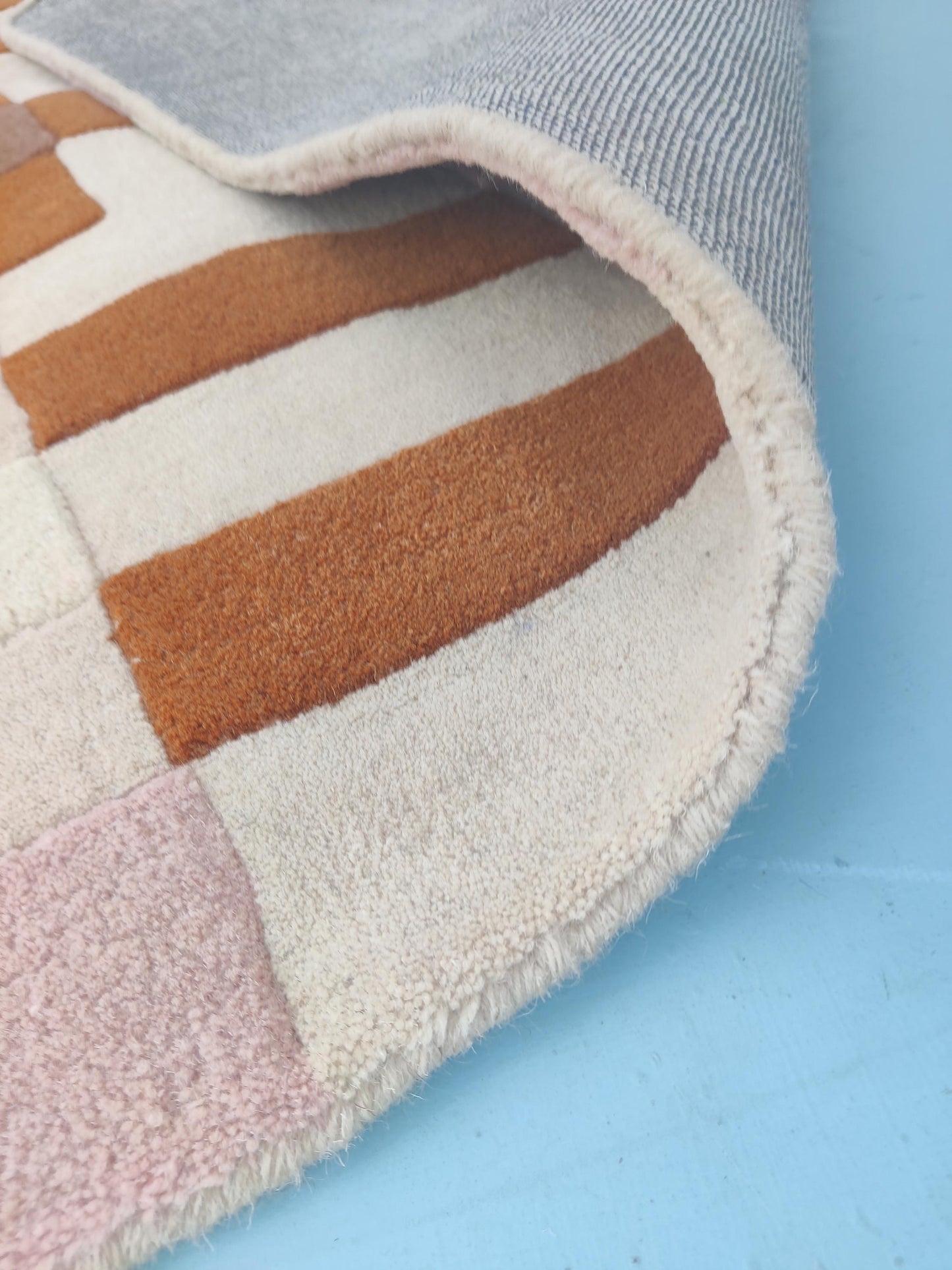 Terracotta Prism Grid Checkerboard Hand-Tufted Wool Rug