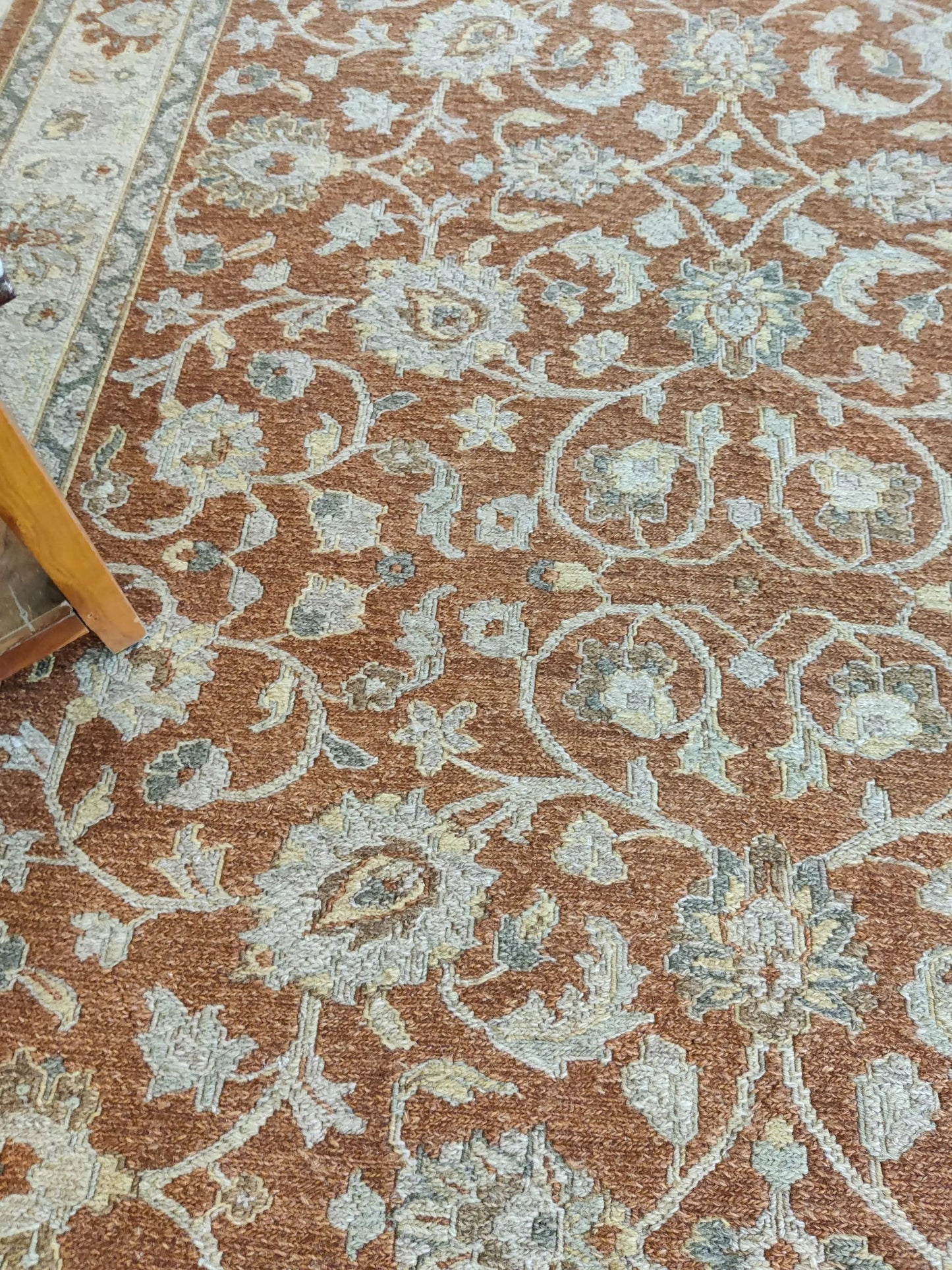 Vintage Khotan Revival Antique Look Rust Red Area Rug