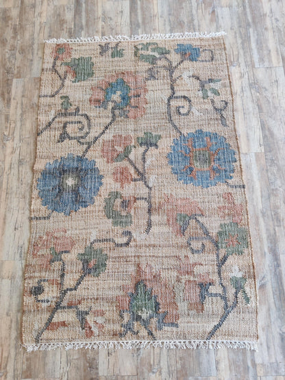 Beige Blue Terracotta Green Flatweave Carpet