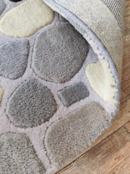 River Stone Pebble Design Modern High-Low Textured Area Carpet for Living Room
