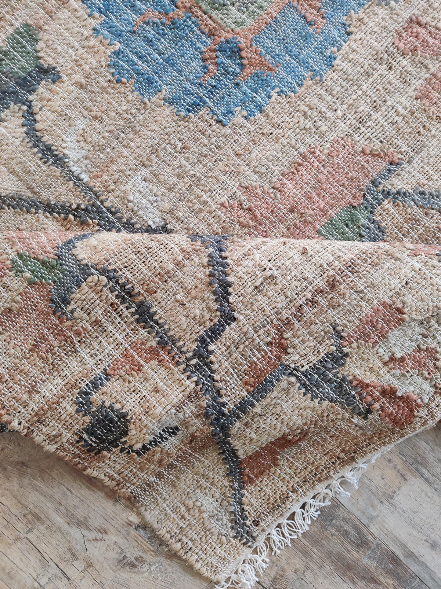Beige Blue Terracotta Green Flatweave Carpet