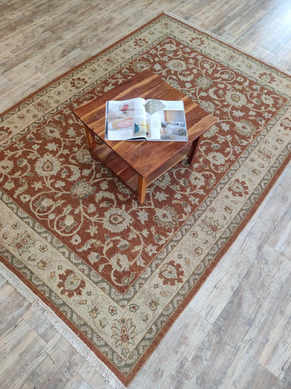 Vintage Khotan Revival Antique Look Rust Red Area Rug
