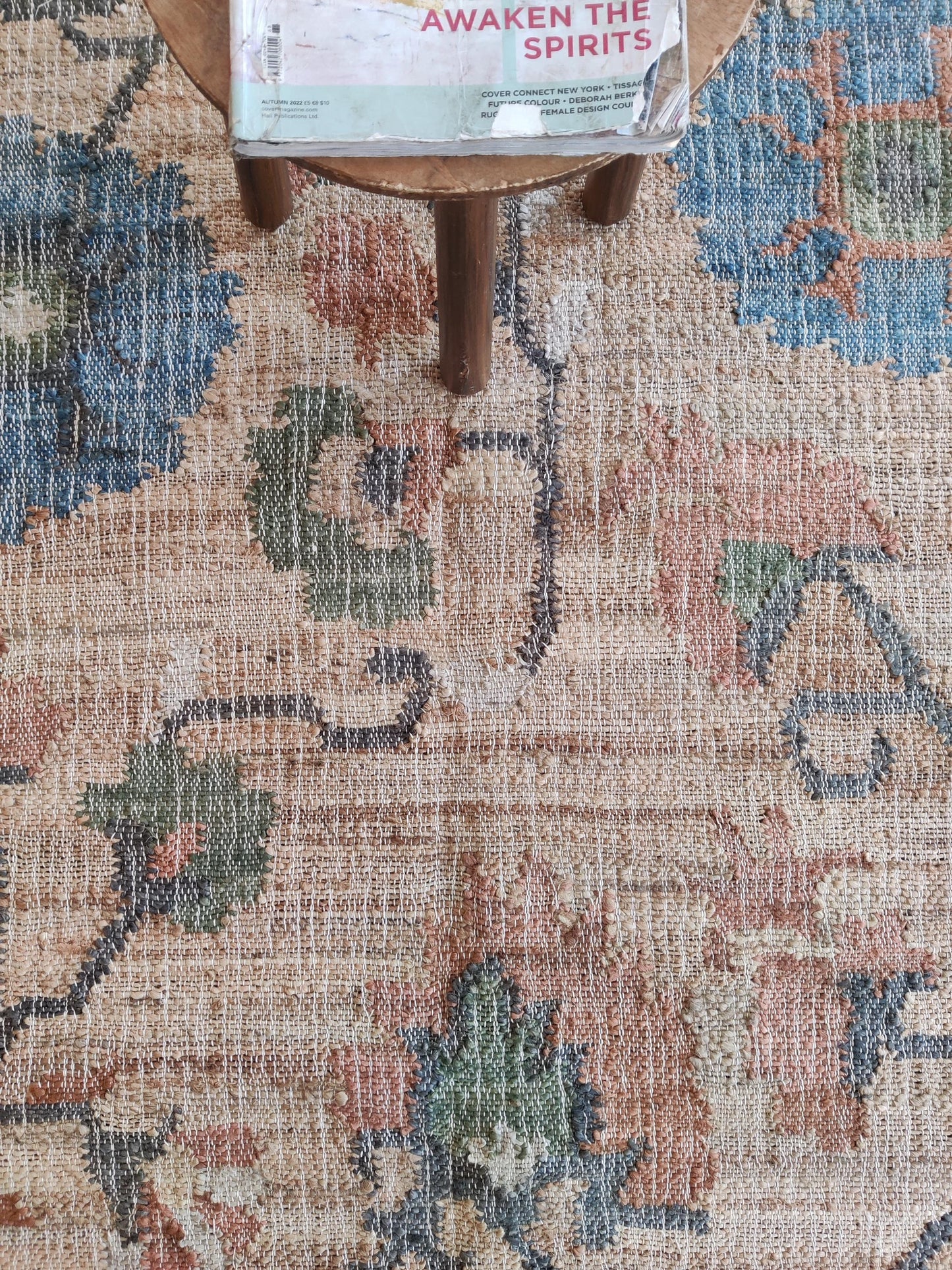 Beige Blue Terracotta Green Flatweave Carpet