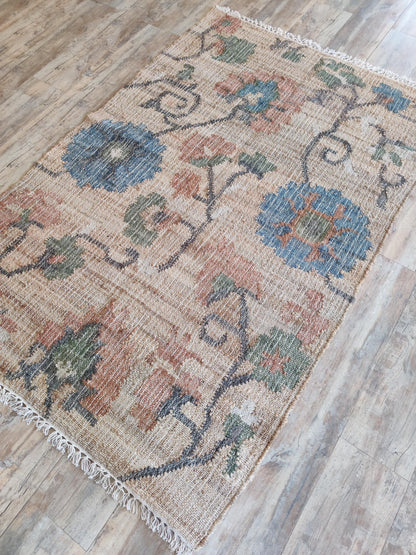 Beige Blue Terracotta Green Flatweave Carpet
