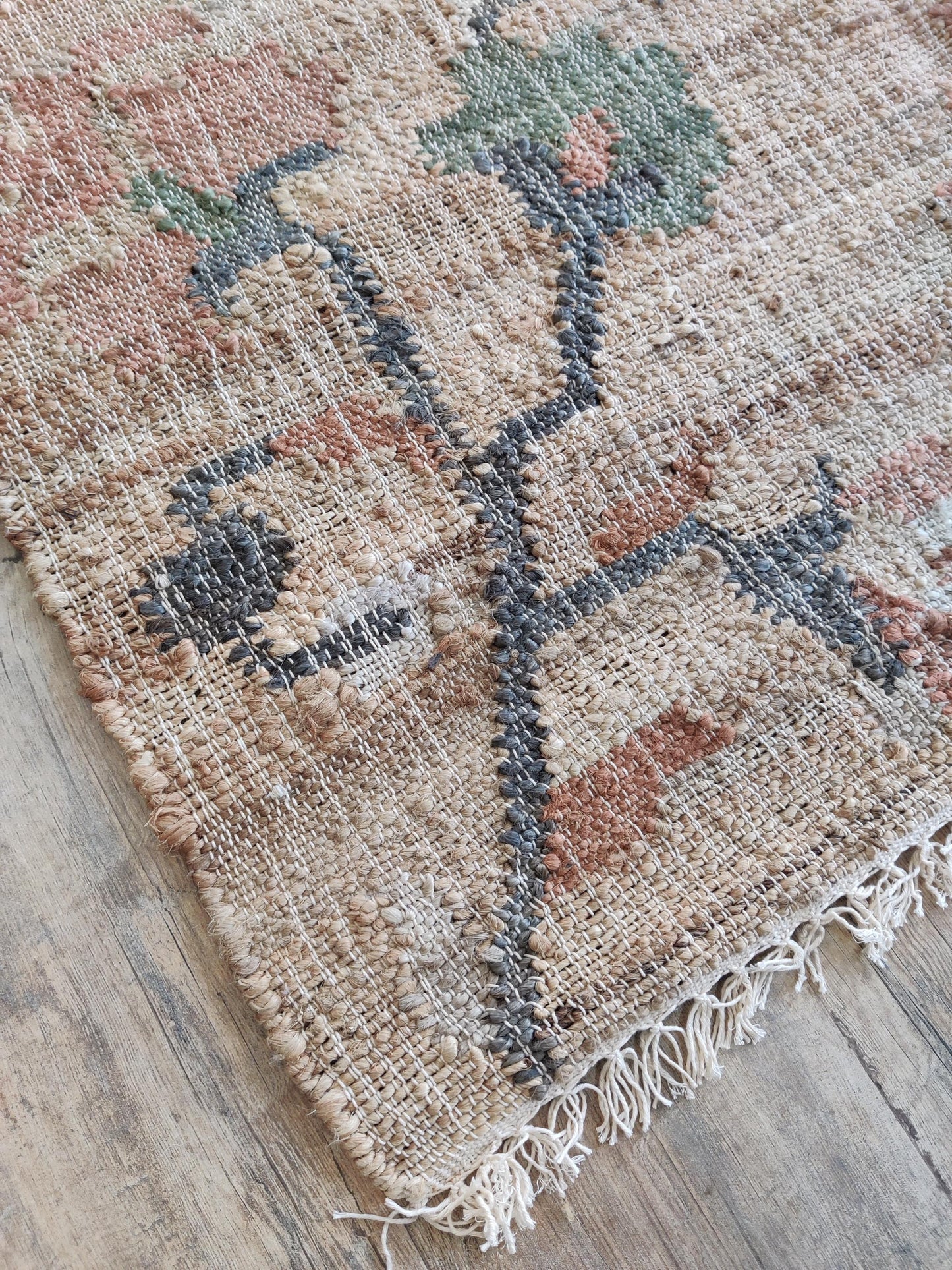 Beige Blue Terracotta Green Flatweave Carpet