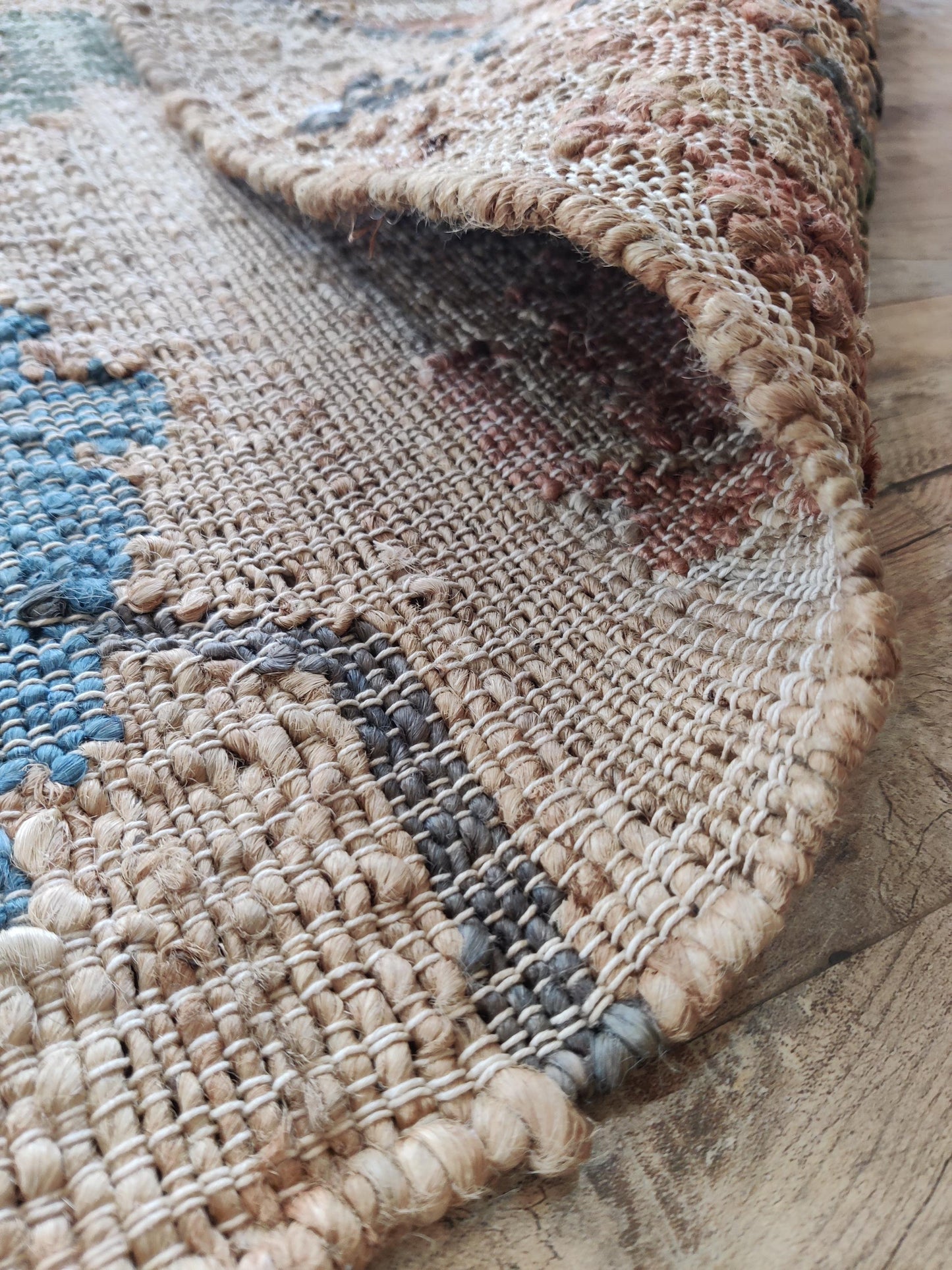 Beige Blue Terracotta Green Flatweave Carpet