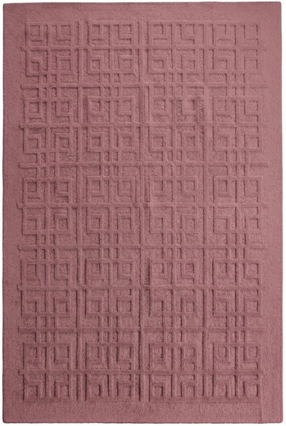 Dusty Rose Pink Nursery Rug, 3D Carved Geometric Living Room Carpet