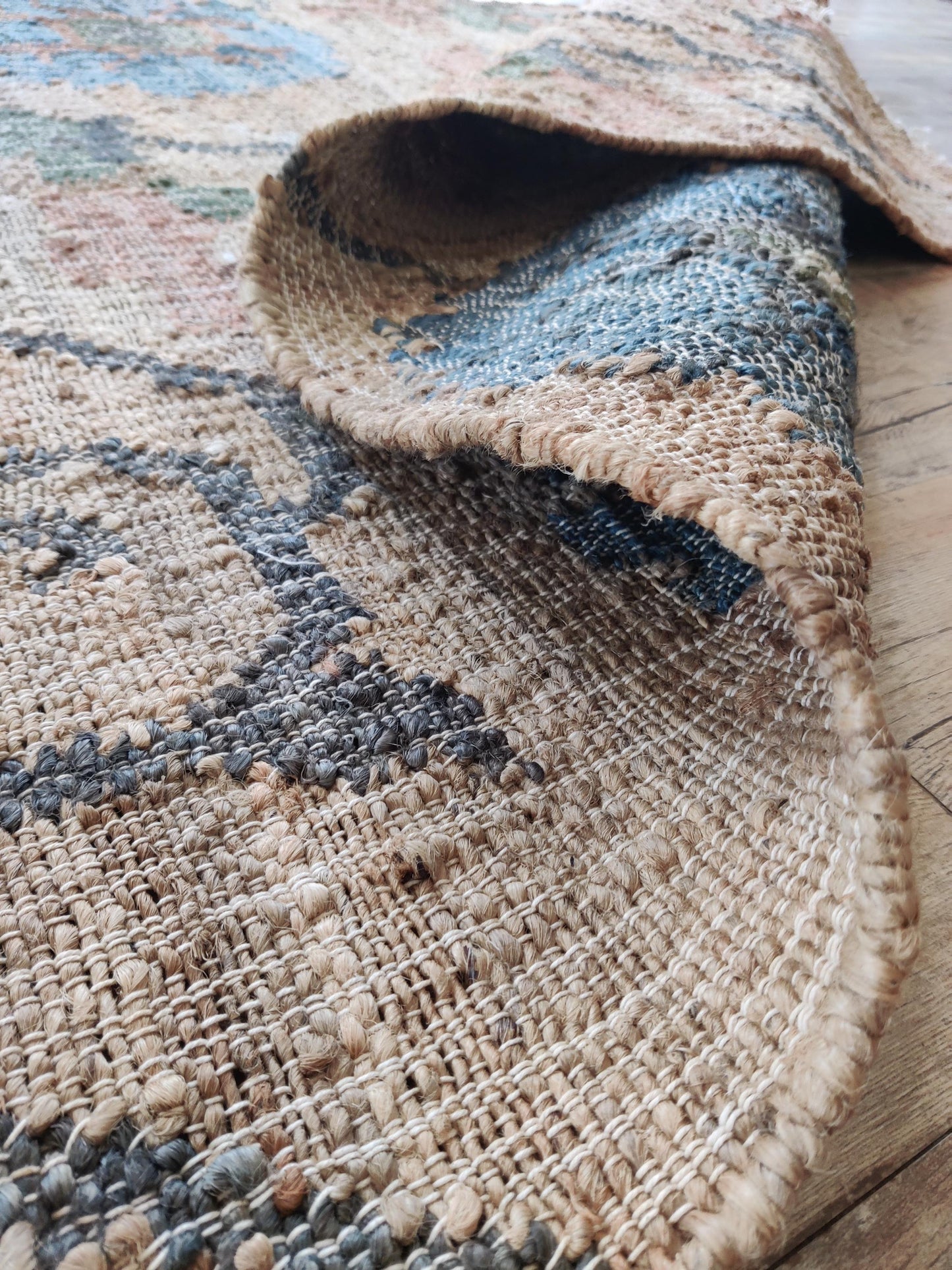 Beige Blue Terracotta Green Flatweave Carpet