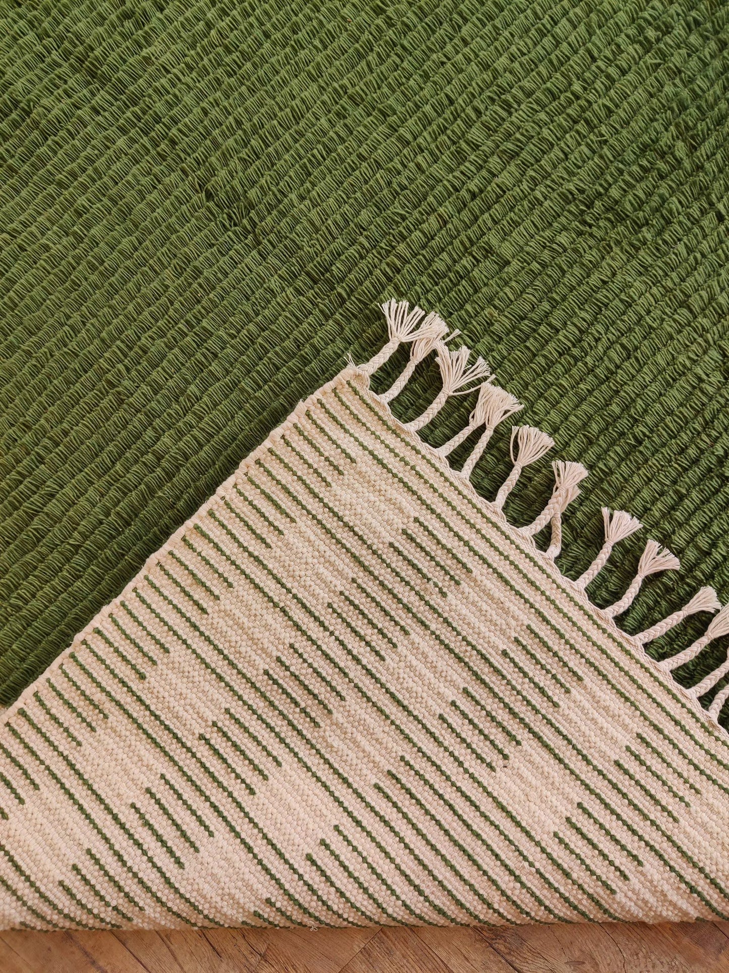Moss Green Checker Border Modern Shaggy Area Carpet for Living Room