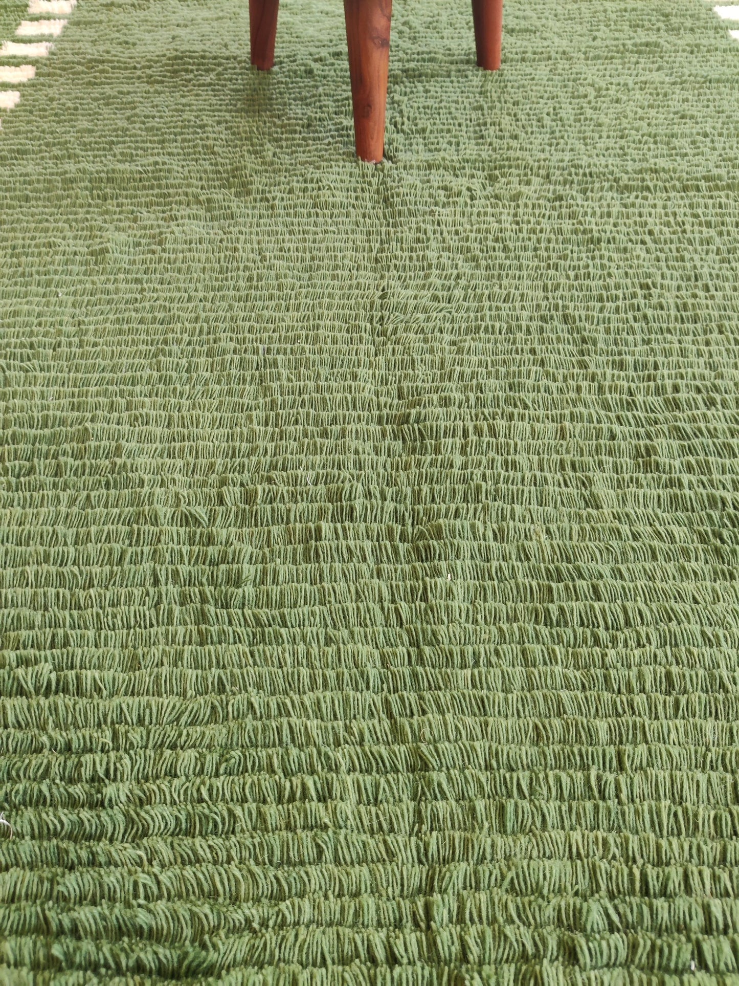 Moss Green Checker Border Modern Shaggy Area Carpet for Living Room