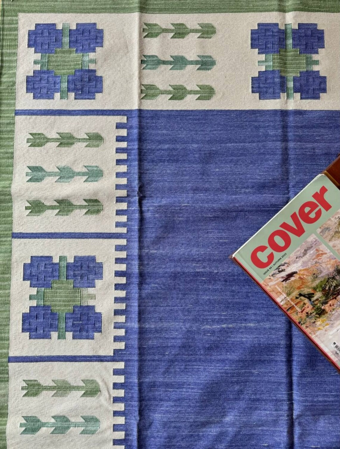 Vintage Style Indigo Cotton Rug