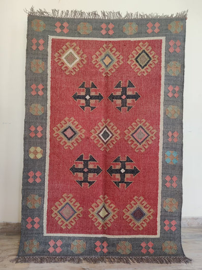 Sienna Bloom Tapestry Large Floral Wool Jute Rug
