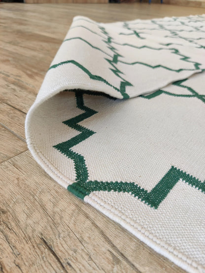 Emerald Trellis Green & Ivory Flatweave Area Rug