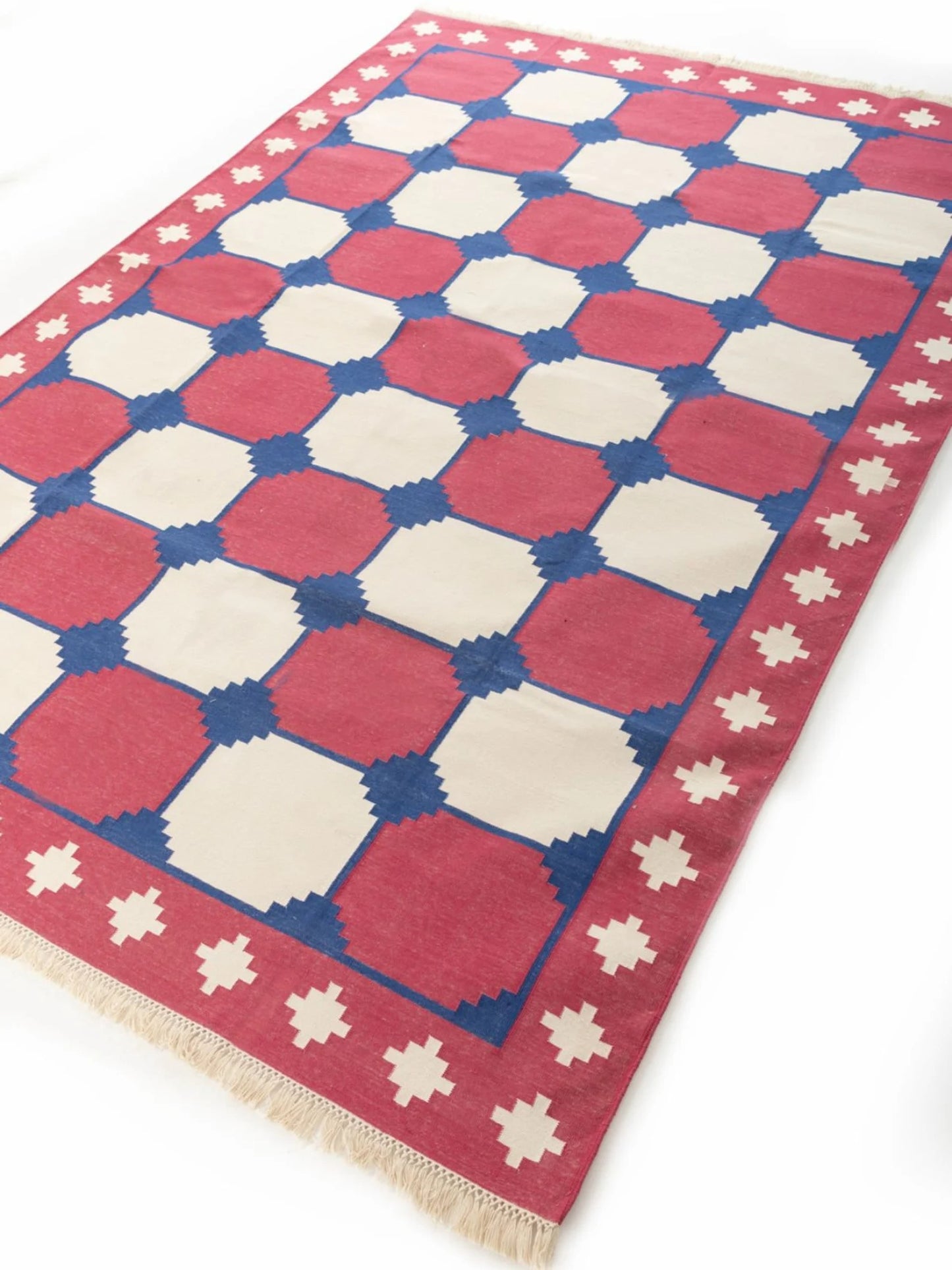 Bauhaus Octagon Handwoven Cotton Flatweave Dhurrie Rug