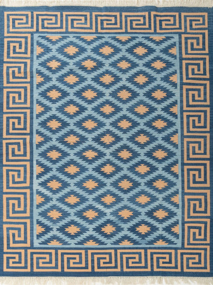 Greek Diamond Authentic Hand-Woven cotton flat weave rug