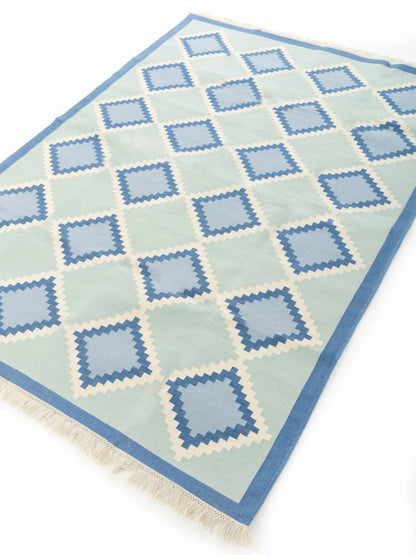 Caspian Diamond Seafoam Green & Sky Blue Geometric Area Rug