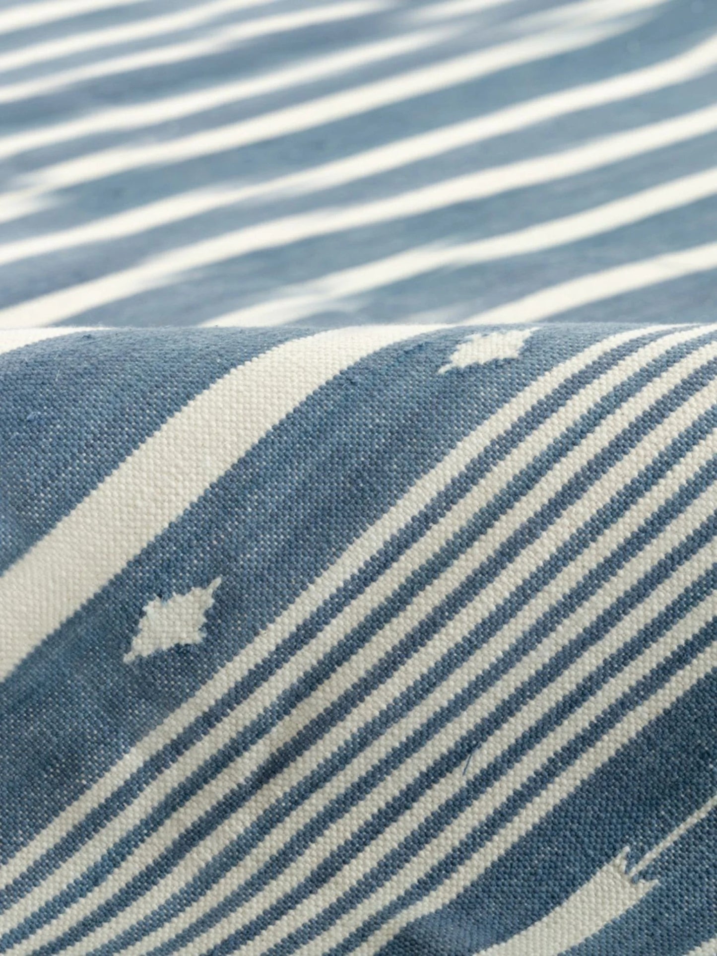 Denim Blue & White Striped Reversible Coastal Area Rug