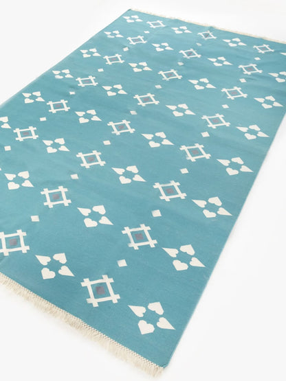 Modern Coastal Blue Aqua Turquoise Geometric Area Rug