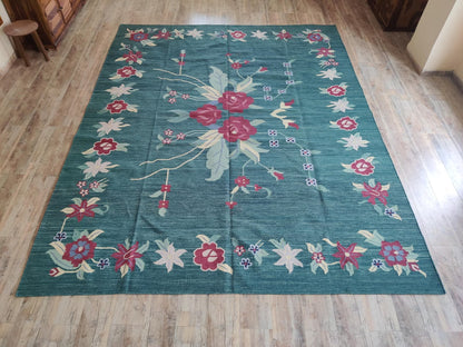 Emerald Rose Estate Handwoven Victorian Style Rug