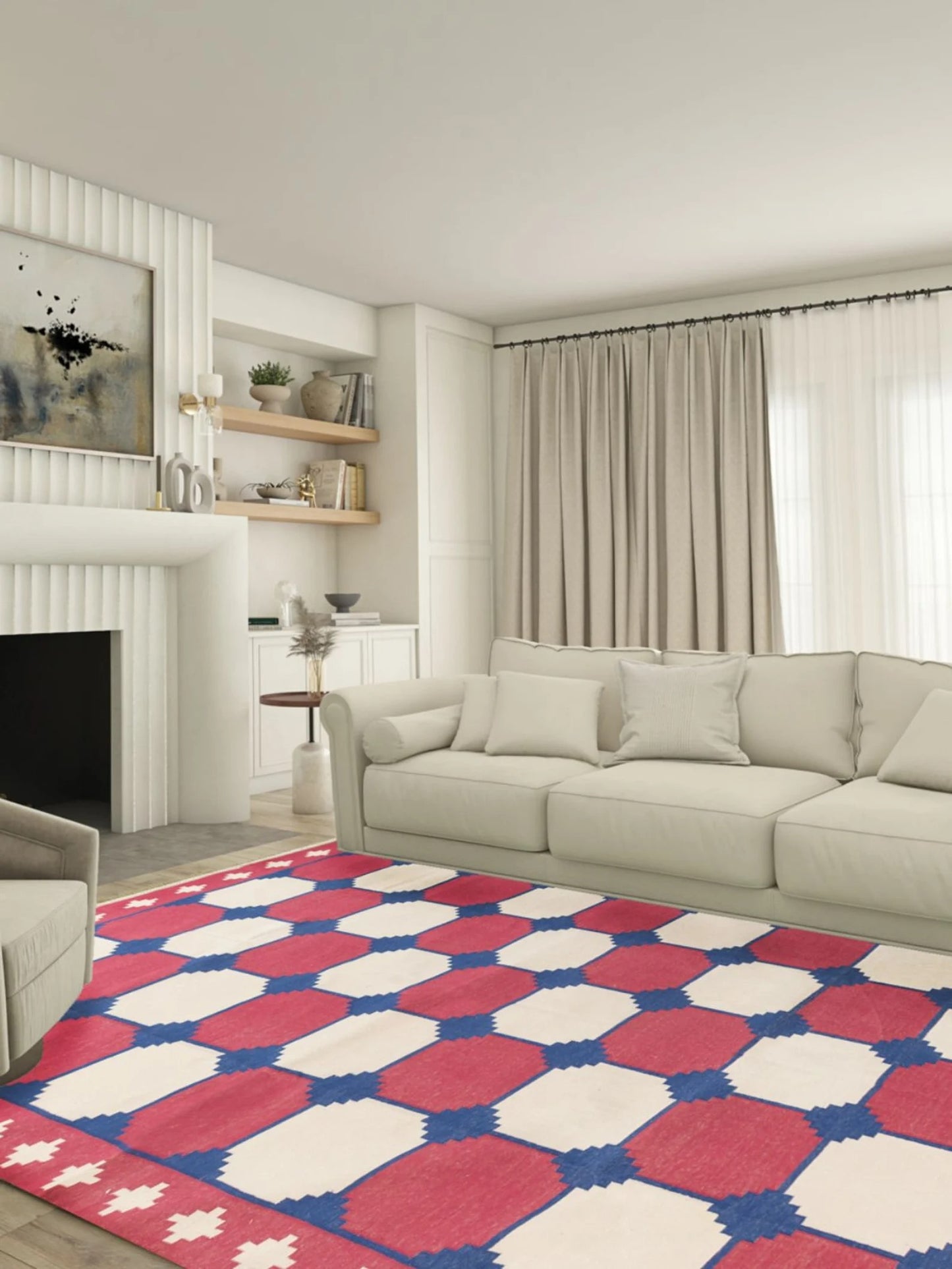 Bauhaus Octagon Handwoven Cotton Flatweave Dhurrie Rug
